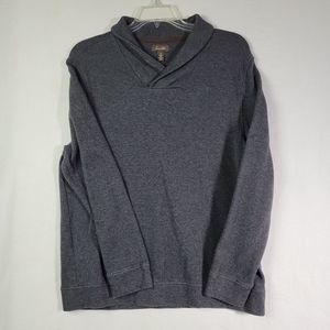 Tasso Elba Mens Size XL Dark Gray Shawl Collar Cotton Faux Sweater Fall Pullover